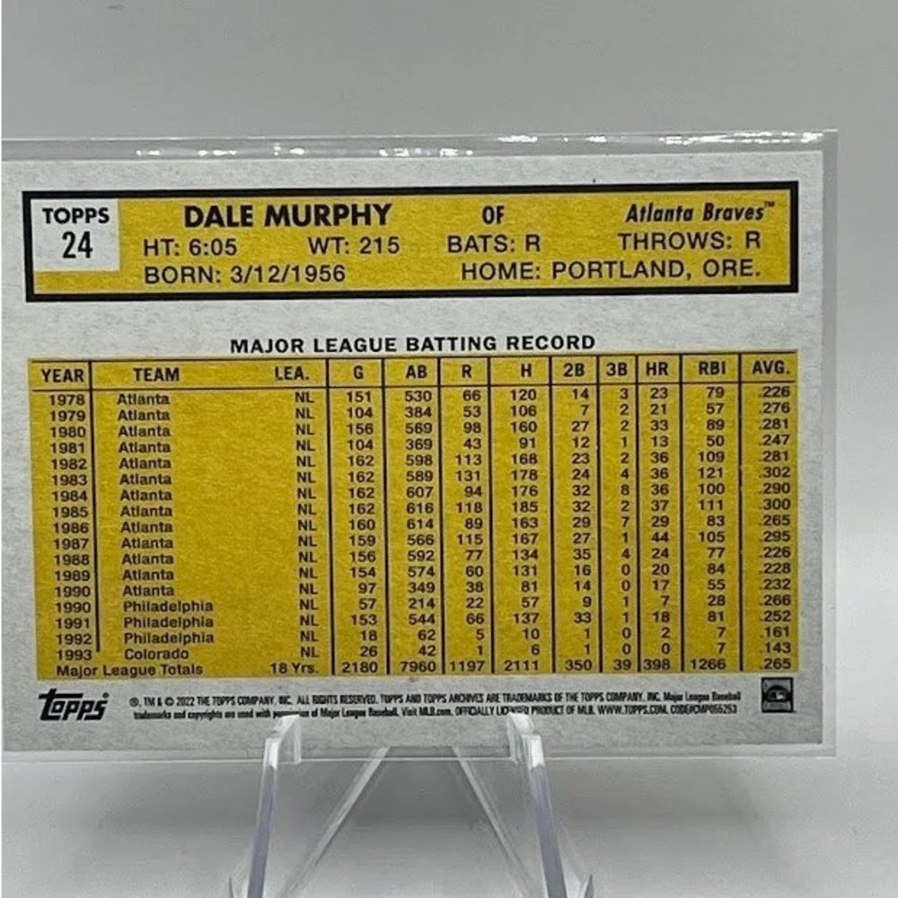 Dale Murphy 2022 Topps Archives 24 MLB Atlanta Braves